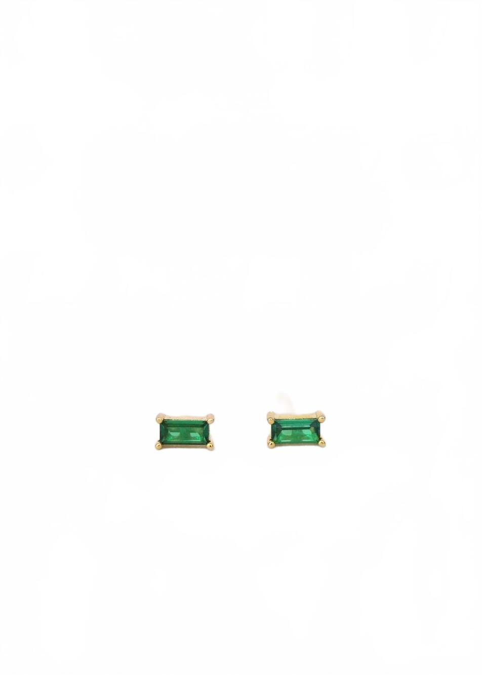 NEW JAXKELLY women's baguette emerald earrings in gold